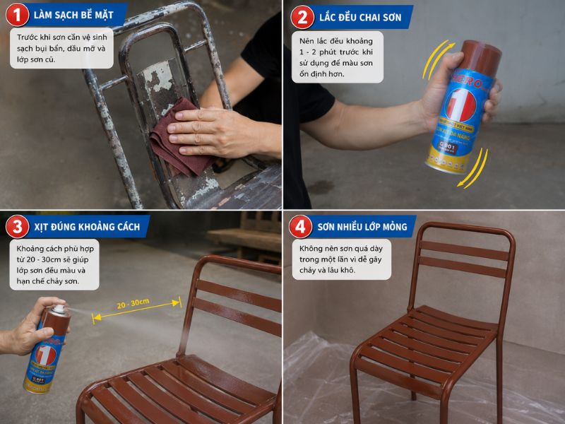 Hướng dẫn sử dụng sơn xịt Hero 1 hiệu quả