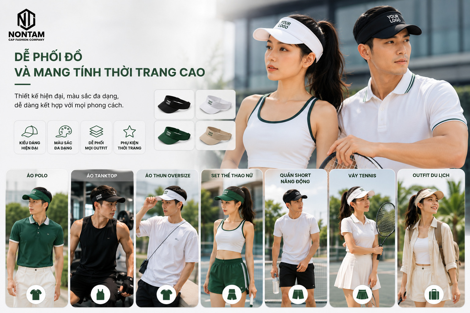 Nón không nóc dễ phối đồ