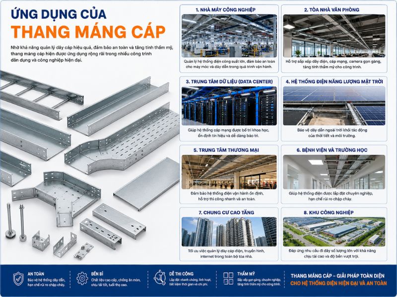Ứng dụng khi sử dụng thang máng cáp