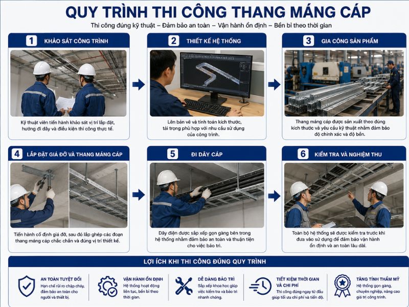 Quy trình thi công thang máng cáp