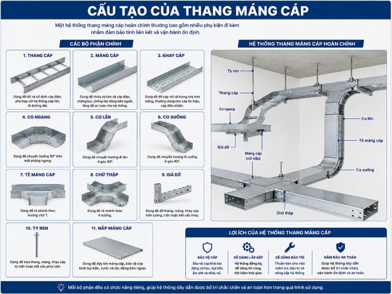 Cấu tạo của thang máng cáp