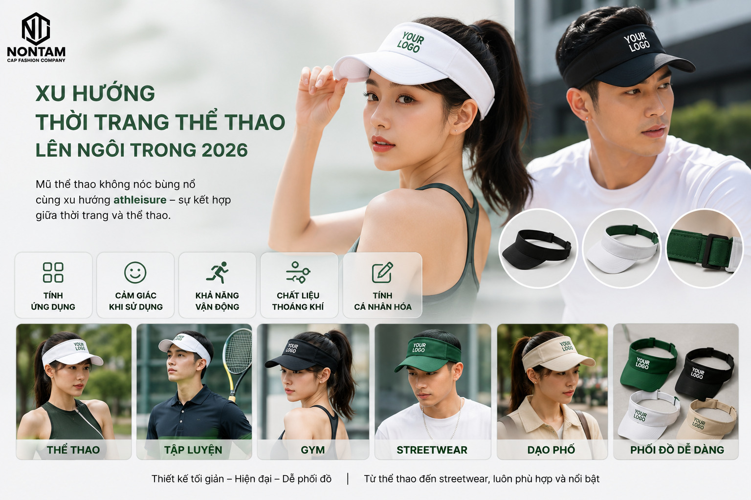 Xu hướng mũ thể thao không nóc 2026