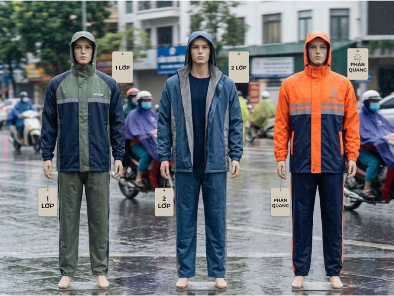 Các loại quần áo mưa phổ biến