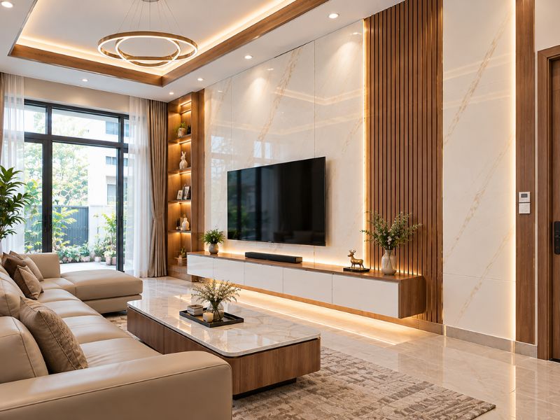 Mẫu ốp tường Nano phòng khách đẹp