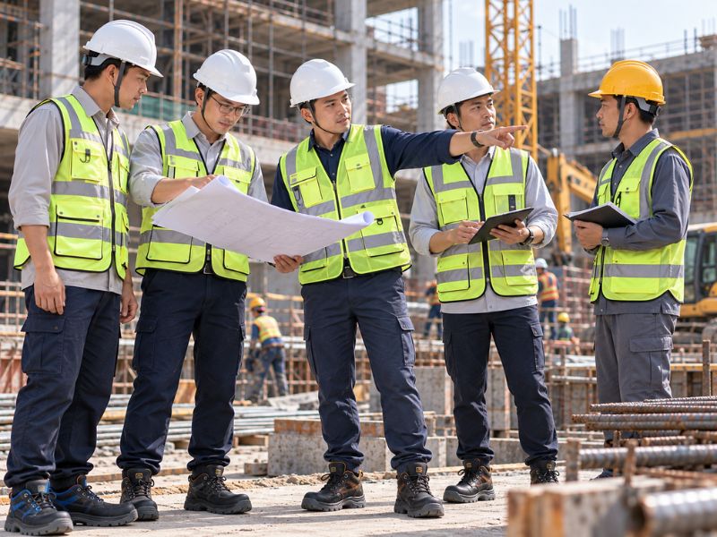 Trang bị áo bảo hộ phản quang cho kỹ sư công trường